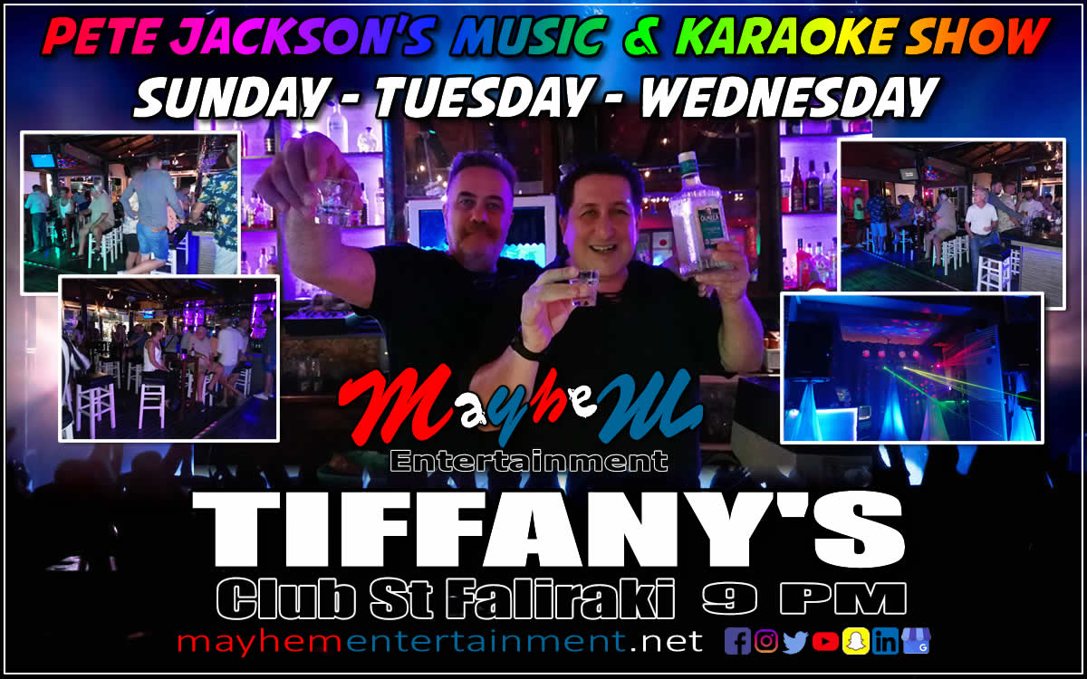 Tiffany's Bar Faliraki Pete Jackson's Music Show