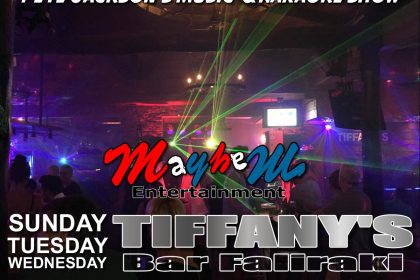 Pete Jackson's Music & Karaoke Show Faliraki Wednesday Tequila Day at Tiffany's Bar Club St Faliraki