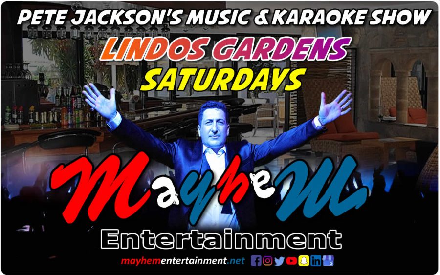 Pete Jackson's Music & Karaoke Show Lindos Gardens Jacks Saturdays